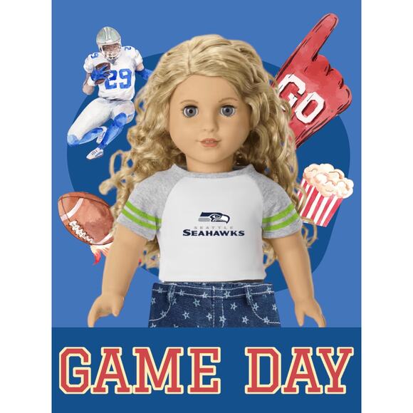 American Girl Doll NFL Seattle SEAHAWKS FAN TEE + STAR JEGGINGS Football Outfit - Picture 2 of 13